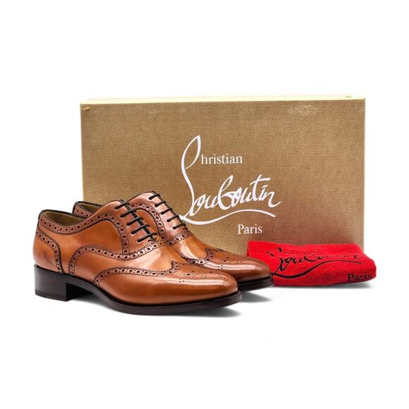 Christian Louboutin Brogue Leather Oxford Shoes Brown EU 39 US 6 - NWB $1295